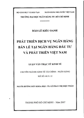 Luận văn thạc sĩ phát triển dịch vụ ngân hàng bán lẻ tại ngân hàng đầu tư và phát triển việt nam