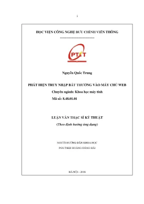 Luận văn thạc sĩ phát hiện truy nhập bất thường vào máy chủ web
