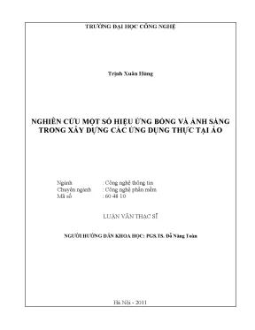Luận văn thạc sĩ nghiên cứu một số hiệu ứng bóng và ánh sáng trong xây dựng các ứng dụng thực tại ảo