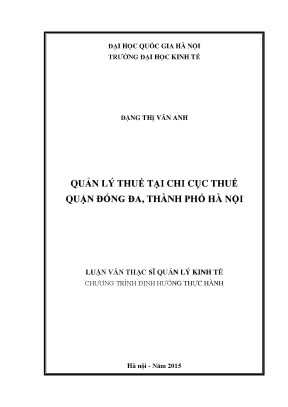 Luận văn thạc sĩ quản lý thuế tại chi cục thuế quận đống đa thành phố hà nội