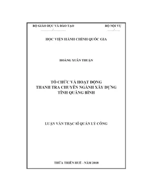 Luận văn thạc sĩ tổ chức và hoạt động thanh tra chuyên ngành xây dựng tỉnh quảng bình
