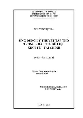 Luận văn thạc sĩ ứng dụng lý thuyết tập thô trong khai phá dữ liệu kinh tế tài chính