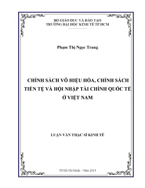 Luận văn thạc sĩ chính sách vô hiệu hóa chính sách tiền tệ và hội nhập tài chính quốc tế ở việt nam luận văn thạc sĩ