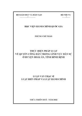 Luận văn thạc sĩ thực hiện pháp luật về quyền công dân trong lĩnh vực dân sự ở huyện hoài ân tỉnh bình định