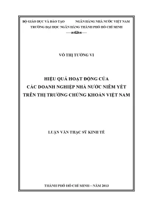 Luận văn thạc sĩ hiệu quả hoạt động của các doanh nghiệp nhà nước niêm yết trên thị trường chứng khoán việt nam