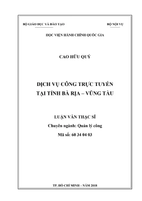 Luận văn thạc sĩ dịch vụ công trực tuyến tại tỉnh bà rịa vũng tàu