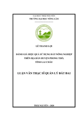 Luận văn tốt nghiệp đánh giá hiệu quả sử dụng đất nông nghiệp trên địa bàn huyện phong thổ tỉnh lai châu