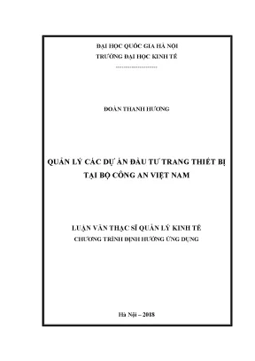Luận văn thạc sĩ quản lý các dự án đầu tư trang thiết bị tại bộ công an việt nam