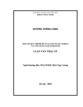Luận văn thạc sĩ một số quy trình huấn luyện mạng nơron và ứng dụng xấp xỉ hàm số