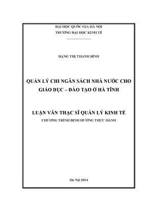 Luận văn thạc sĩ quản lý chi ngân sách nhà nước cho giáo dục đào tạo ở hà tĩnh