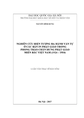 Luận văn thạc sĩ nghiên cứu hiện tượng đa hành văn tự ở các bản in phật giáo trong phong trào chấn hưng phật giáo miền bắc việt nam 1924 1954