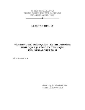 Luận văn thạc sĩ vận dụng kế toán quản trị theo hướng tinh gọn tại công ty tnhh qmi inductrial việt nam