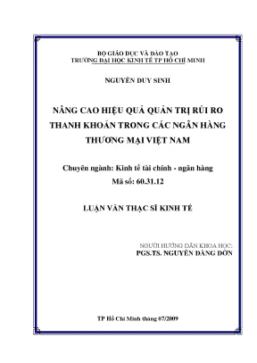 Luận văn thạc sĩ nâng cao hiệu quả quản trị rủi ro thanh khoản trong các ngân hàng thương mại việt nam