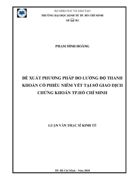 Luận văn thạc sĩ đề xuất phương pháp đo lường độ thanh khoản cổ phiếu niêm yết tại sở giao dịch chứng khoán tp hồ chí minh luận văn thạc sĩ