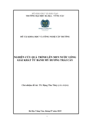 Luận văn thạc sĩ nghiên cứu quá trình lên men nước giải khát từ bánh mỳ hương trái cây