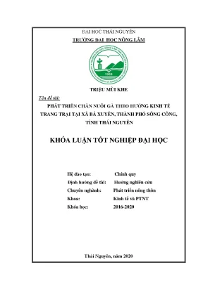 Luận văn tốt nghiệp phát triển chăn nuôi gà theo hướng kinh tế trang trại tại xã bá xuyên thành phố sông công tỉnh thái nguyên