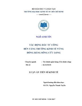 Luận văn thạc sĩ tác động đầu tư công đến tăng trưởng kinh tế vùng đồng bằng sông cửu long