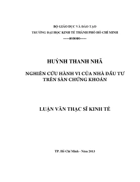 Luận văn thạc sĩ nghiên cứu hành vi của nhà đầu tư trên sàn chứng khoán luận văn thạc sĩ
