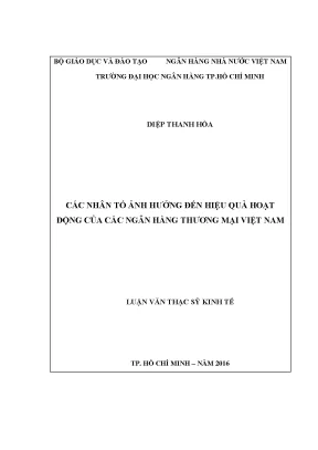 Luận văn thạc sĩ các nhân tố ảnh hưởng đến hiệu quả hoạt động của các ngân hàng thương mại việt nam