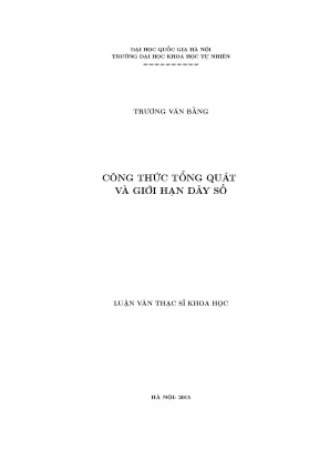 Luận văn thạc sĩ công thức tổng quát và giới hạn dãy số