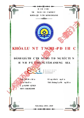 Luận văn tốt nghiệp đánh giá thực trạng hoạt động xúc tiến hỗn hợp tại trung tâm anh ngữ sea