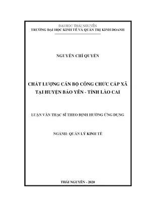 Luận văn thạc sĩ quản lý kinh tế chất lượng cán bộ công chức cấp xã tại huyện bảo yên tỉnh lào cai
