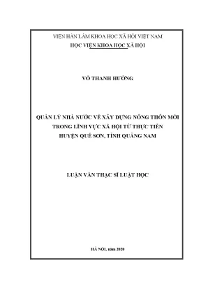 Luận án tiến sĩ quản lý nhà nước về xây dựng nông thôn mới trong lĩnh vực xã hội từ thực tiễn huyện quế sơn tỉnh quảng nam