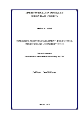 Luận văn thạc sĩ commercial mediation development international experiences and lessons for vietnam