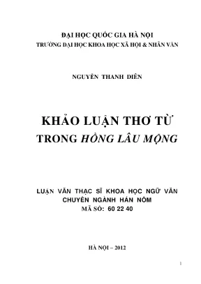 Luận văn thạc sĩ khảo luận thơ từ trong hồng lâu mộng