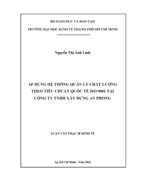 Luận văn thạc sĩ áp dụng hệ thống quản lý chất lượng theo tiêu chuẩn quốc tế iso 9001 tại công ty tnhh xây dựng an phong