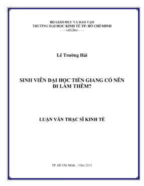 Luận văn thạc sĩ sinh viên đại học tiền giang có nên đi làm thêm