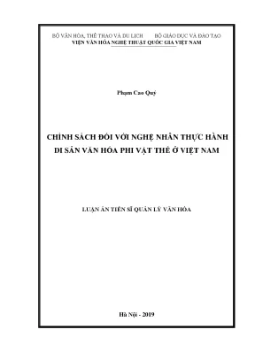 Luận án tiến sĩ chính sách đối với nghệ nhân thực hành dsvh pvt ở việt nam