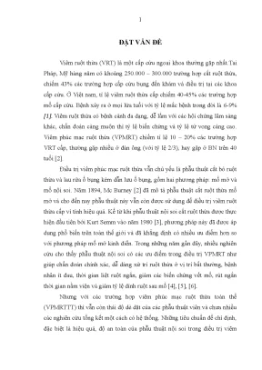 Luận án tiến sĩ nghiên cứu kết quả phẫu thuật nội soi trong điều trị viêm phúc mạc toàn thể do viêm ruột thừa