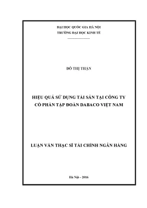 Luận văn thạc sĩ hiệu quả sử dụng tài sản tại công ty cổ phần tập đoàn dabaco việt nam
