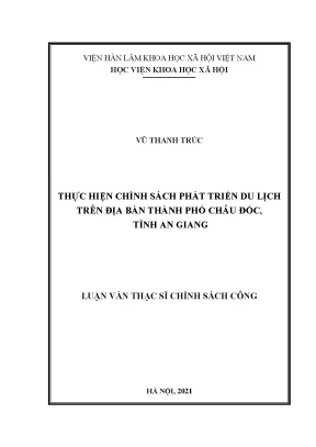 Luận văn thạc sĩ thực hiện chính sách phát triển du lịch trên địa bàn thành phố châu đốc tỉnh an giang