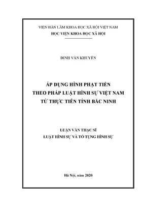 Luận án tiến sĩ áp dụng hình phạt tiền theo pháp luật hình sự việt nam từ thực tiễn tỉnh bắc ninh