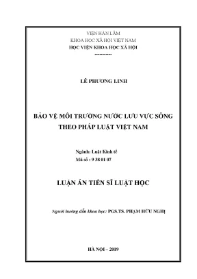 Luận án tiến sĩ bảo vệ môi trường nước lưu vực sông theo pháp luật việt nam