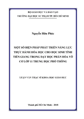 Luận văn thạc sĩ một số biện pháp phát triển năng lực thực hành hóa học cho học sinh tỉnh tiền giang trong dạy học phần hóa vô cơ lớp 11 trung học phổ thông