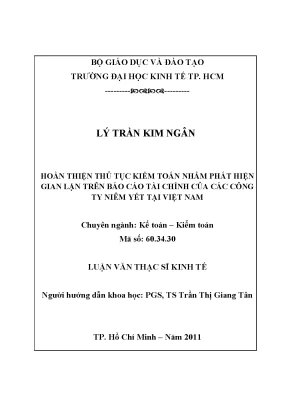 Luận văn thạc sĩ hoàn thiện thủ tục kiểm toán nhằm phát hiện gian lận trên báo cáo tài chính của các công ty niêm yết tại việt nam luận văn thạc sĩ