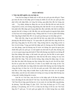 Luận án phát triển thương mại theo hướng bền vững tại việt nam trong bối cảnh hội nhập quốc tế