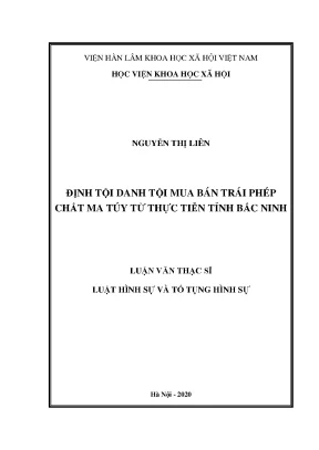 Luận án tiến sĩ định tội danh tội mua bán trái phép chất ma túy từ thực tiễn tỉnh bắc ninh