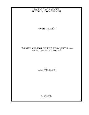 Luận văn thạc sĩ ứng dụng business intelligence sql server 2008 trong thương mại điện tử