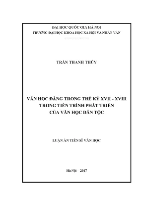 Luận án tiến sĩ văn học đàng trong thế kỷ xvii xviii trong tiến trình phát triển của văn học dân tộc