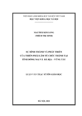 Luận văn thạc sĩ sự hình thành và phát triển của thiền phái lâm tế chúc thánh tại tỉnh đồng nai và bà rịa vũng tàu
