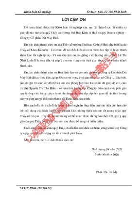 Luận văn tốt nghiệp kế tóan tiền lương và các khoản trích theo lương tại công ty cổ phần dệt may huế