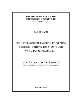 Luận văn thạc sĩ quản lý tài chính tại công ty cổ phần công nghệ thông tin viễn thông và tự động hóa dầu khí