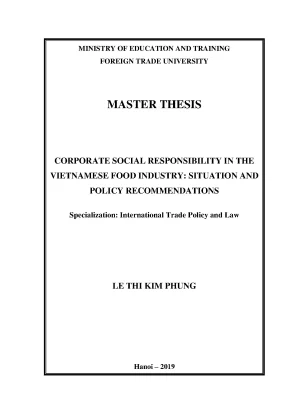 Luận văn thạc sĩ corporate social responsibility in the vietnamese food industry situation and policy recommendation