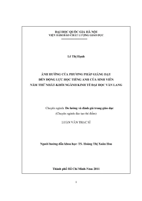 Luận văn thạc sĩ ảnh hưởng của phương pháp giảng dạy đến động lực học tiếng anh của sinh viên năm thứ nhất khối ngành kinh tế đại học văn lang