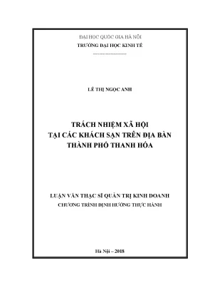 Luận văn thạc sĩ trách nhiệm xã hội tại các khách sạn trên địa bàn thành phố thanh hóa