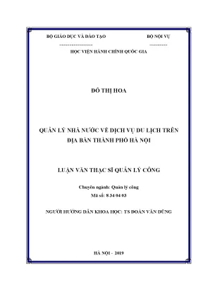 Luận văn thạc sĩ qlnn về dịch vụ du lịch trên địa bàn thành phố hà nội
